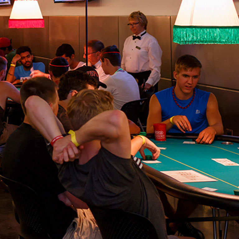 Students playing card games at a recent SAPB late night event.