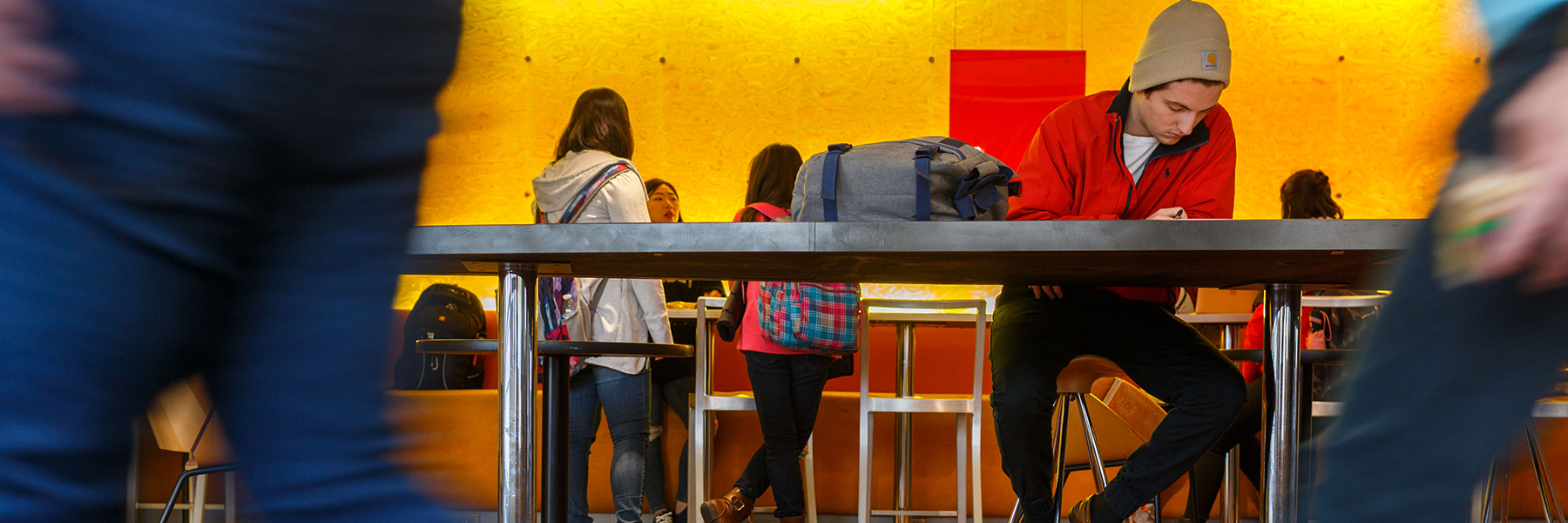 Students studying at a table.