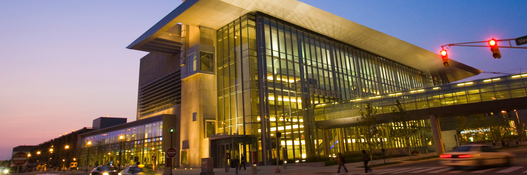 Campus Center at night.